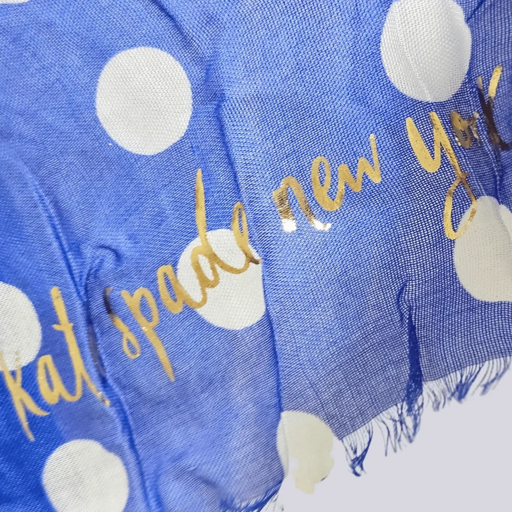 Kate Spade Scarf Wild Blue Iris New York Dots & Bubbles Oblong Vacation Summer